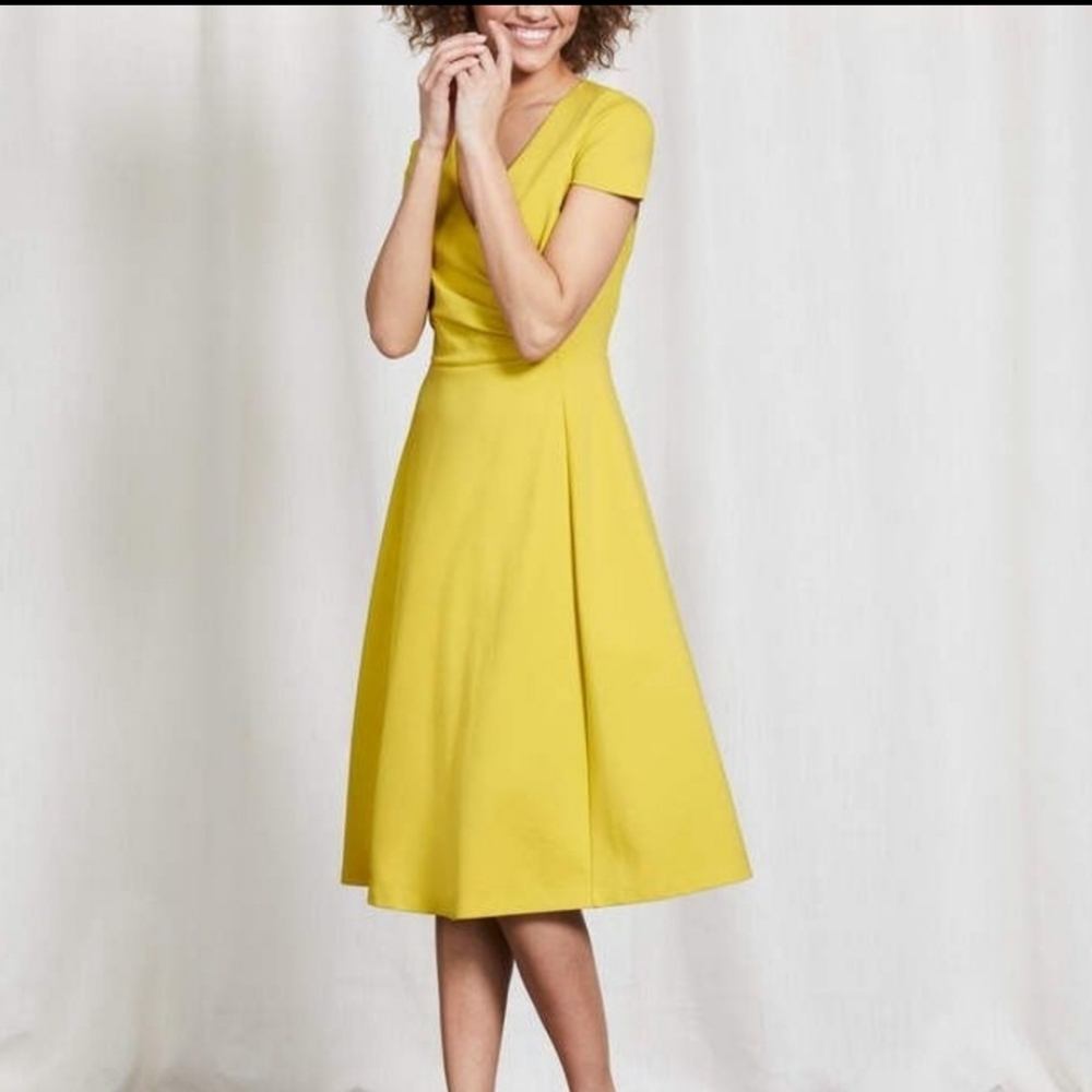 Boden Alicia Ponte Dress Yellow 6 Petite